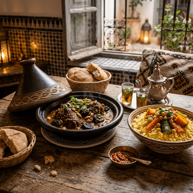 Tajine de poulet aux olives et citron confit mijoté — restaurant marocain Les Délices d'Amal, Nice